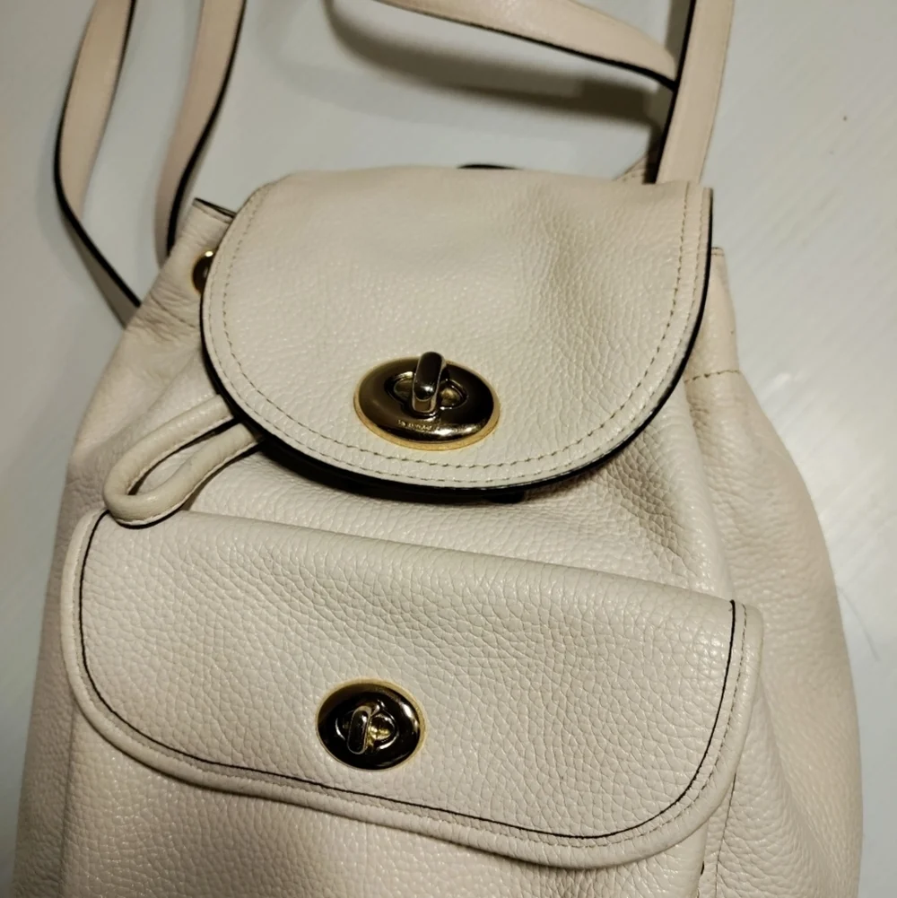 Coach Mini Billie Turnlock Chalk White Backpack
